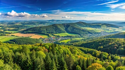 Fototapeta premium Panoramic view of the Taunus low mountain range at eye level