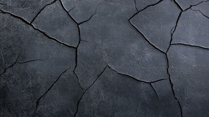Obraz premium A textured black concrete surface with dark gray cracks and wrinkles creates an industrial, moody backdrop.