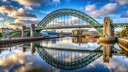 Fototapeta premium Panoramic view of Tyne Bridge and Sage Centre in Newcastle