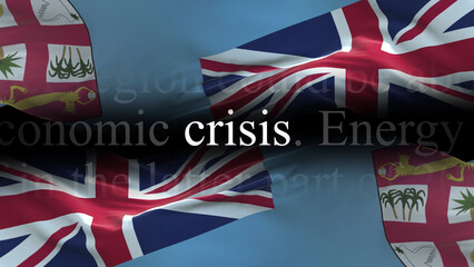 Fiji flag - Waving flag on loop of economic news articles