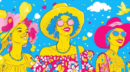Fototapeta premium Diversity in Summer, Colorful Illustration