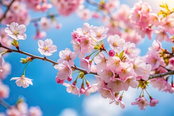 Obraz premium Cherry blossom branch in spring against sky creation