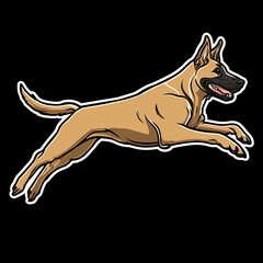 Fototapeta premium Belgian Malinois Dog Leaping Over Obstacle 2D Cartoon Illustration for Agility Training and Dog Sports