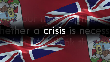 Obraz premium Bermuda flag - Waving flag on loop of economic news articles