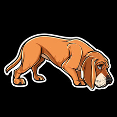 Bloodhound Dog Sniffing The Ground Cartoon Style Full of Character and Charm