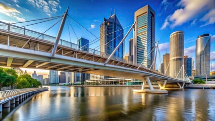 Obraz premium Pedestrian footbridge and skyline of Brisbane