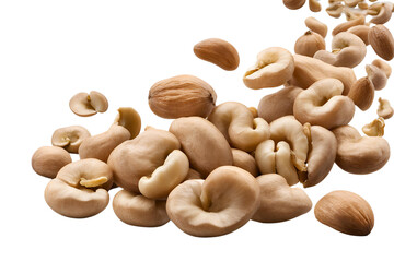 set of nuts isolated on transparent background