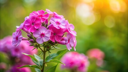 Obraz premium phlox drummondii flower with blurred background in wide-angle