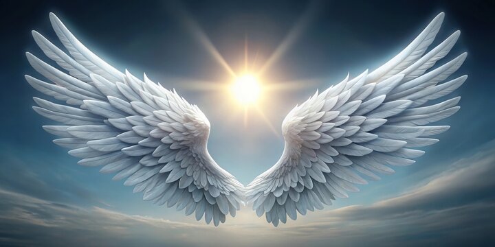 Photography backdrop featuring angel wings with a fisheye effect