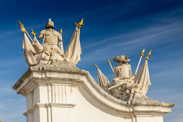 Obraz premium Bratislava, the capital of Slovakia cityscape. The churches and castle in the old city center