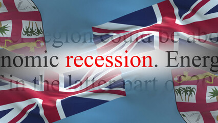 Fiji flag - Waving flag on loop of economic news articles