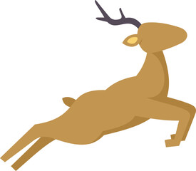 This illustration features a graceful brown deer jumping in the air, showcasing its agility and the beauty of wildlife