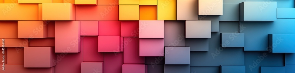 Aufkleber colorful abstract blocks in a gradient pattern.