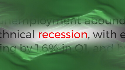 Libya flag - Waving flag on loop of economic news articles