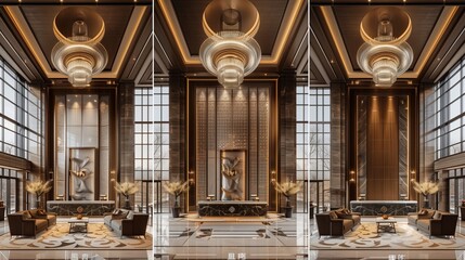 Fototapeta premium Chinese style elegant hotel lobby design