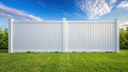 Minimalist white plastic fence for backyard privacy