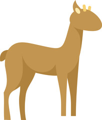 Simple cartoon illustration of a young deer standing, with short horns, perfect for educational material