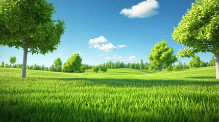 Obraz premium green field and blue sky