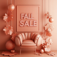 Fall Sale Sign in Autumn-Themed Room Decor for Seasonal Promotions and Festive Displays