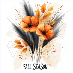 Fall Season Floral Arrangement with Orange Flowers for Autumn-Themed Decor and Seasonal Designs