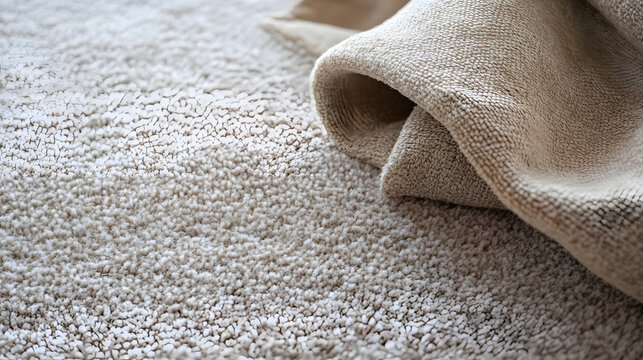 Plush beige rectangular carpet with a soft texture for home interiors