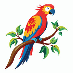 macaw on tree branch silhouette vector art
