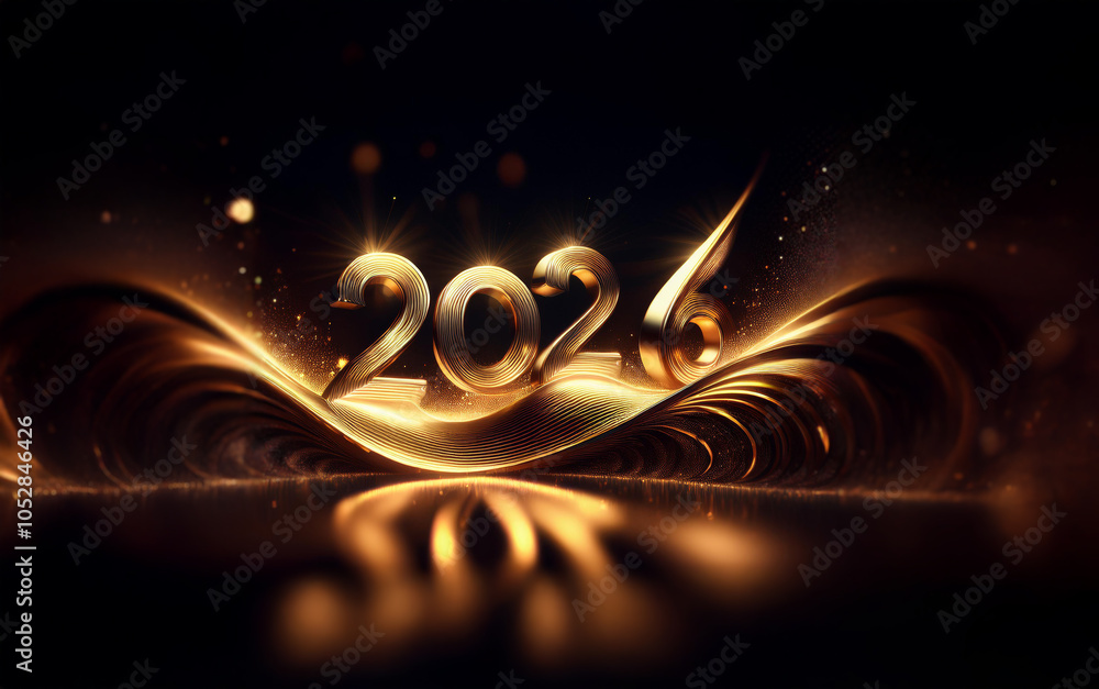 Poster A stylized, shimmering gold 