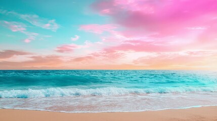 Obraz premium Serene Beachside Scene in Soft Pastel Watercolors