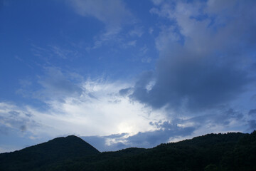 Fototapeta premium Blue sky and mountain silhouette