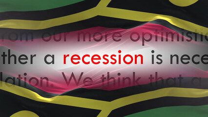 Vanuatu flag - Waving flag on loop of economic news articles