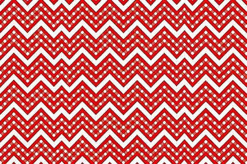 Seamless pattern with red and white dot chevron design