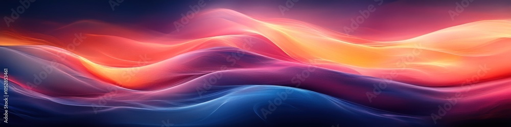 Poster abstract waves of color blending in a smooth gradient.