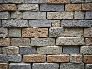 Obraz premium Close-up of a rough and weathered stone wall texture, showing various shades of gray and brown, rough, architecture