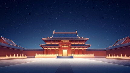 Obraz premium chinese temple at night