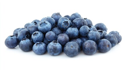 A heap of fresh blueberries isolated on a white background.