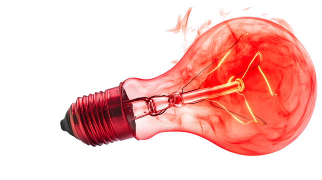 red light bulb isolated on white background