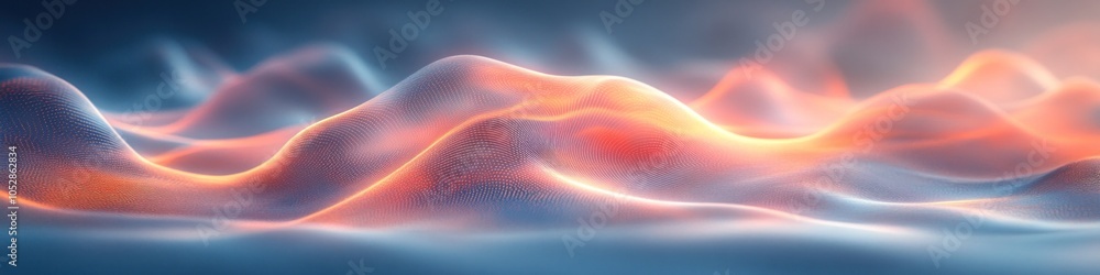 Poster abstract waves of light and color create a serene landscape.