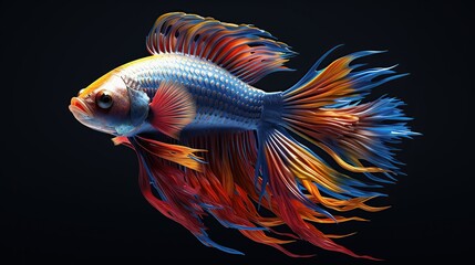 Fototapeta premium betta fish in a jar colorful