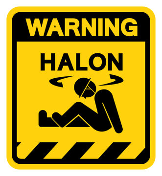 Halon Warning Sign, Vector Illustration, Isolate On White Background Label. EPS10