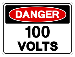 Danger 100 Volts Tag Symbol Sign,Vector Illustration, Isolate On White Background Label. EPS10