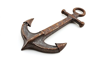 Vintage Anchor Tilted at 45 Degrees, Showcasing Detailed Nautical Design and Weathered Texture, Perfect for Maritime Themes, Graphic Designs, and Nautical Decor with a Classic Touch