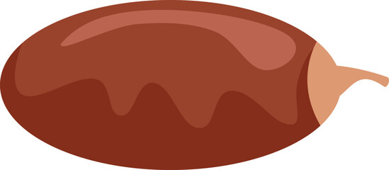 This vector illustration features a single, ripe date fruit, emphasizing its texture and color against a clean backdrop