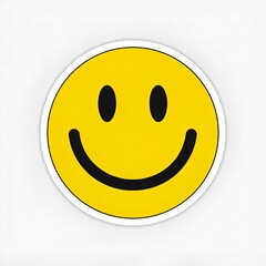 Yellow smile sticker on white background graphic resource