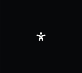 Obraz premium Happy Man enjoying Icon with Cross letter X on black background. 