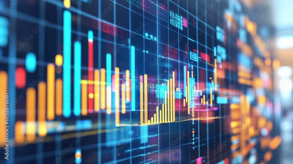 Poster colorful data visualization with graphs and charts