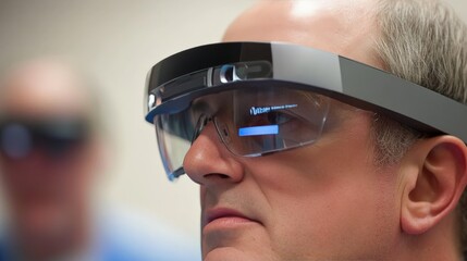 Medical Professional Using Smart Glasses During Examination