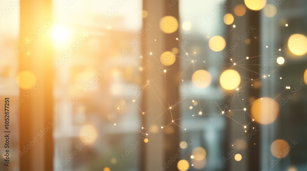 Poster soft light glimmering through window with bokeh effect