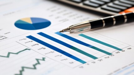 Obraz premium Business Analysis with Graphs and Calculator Close-Up