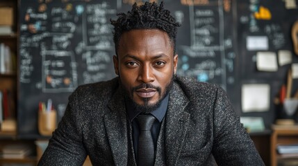 Obraz premium Close-up Portrait of a Confident Black Man in a Suit