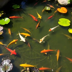 koi fish in the pond